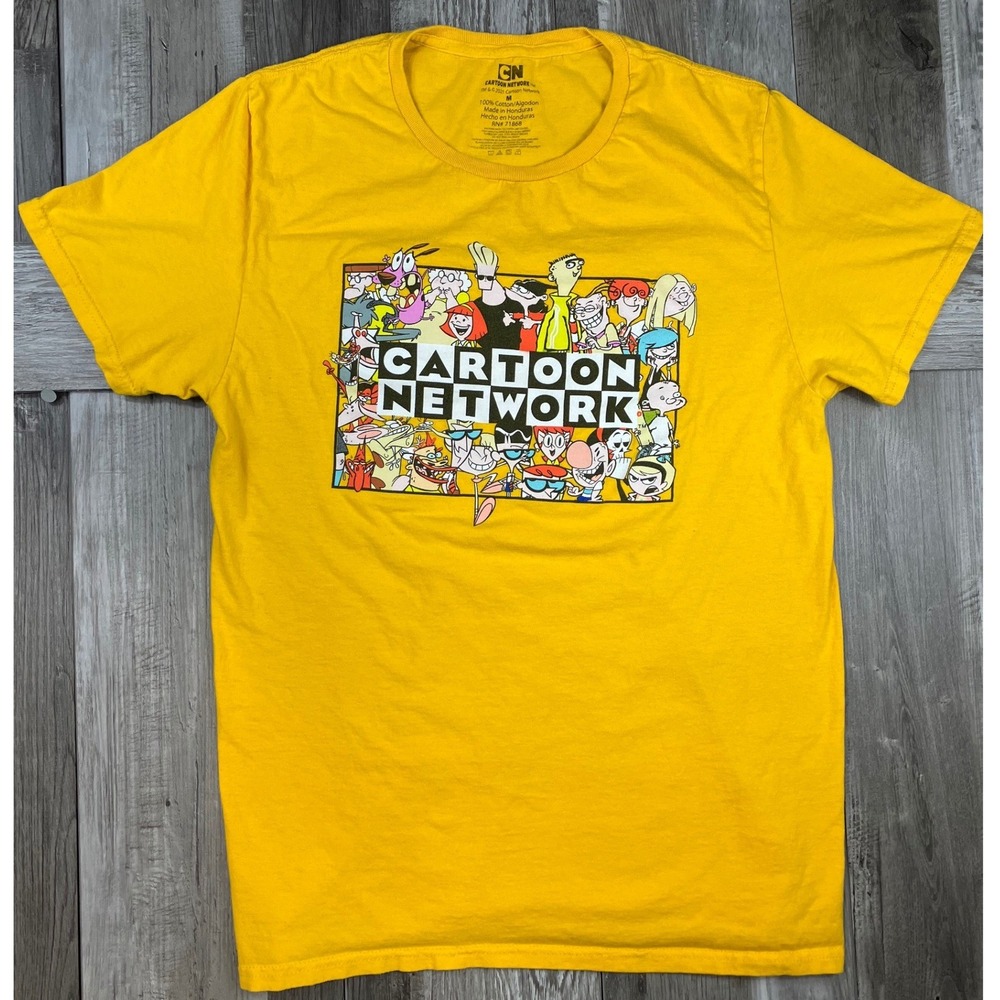 Cartoon Network Mens Yellow Graphic T-Shirt Retro Characters Dexter Courage Med